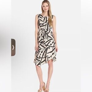 Foxcroft Womens Sleeveless Morgan Brushstroke Floral Linen Dress 16W